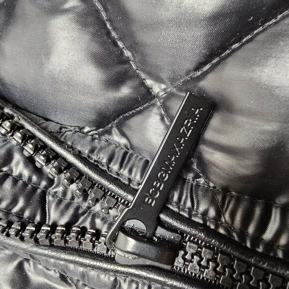 Puffer Quilt Black Womens BCBG Maxazria Womens Jacket Coat Belt Full Zip Long S - Picture 8 of 15